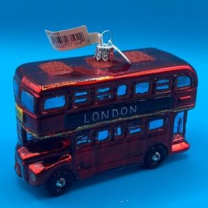 Nordstrom Blown Glass Ornament Double Decker London Bus NWT